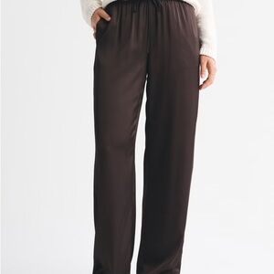 Abercrombie & Fitch Brown Chocolate Satin Pants Pull On Drawstring Large Short